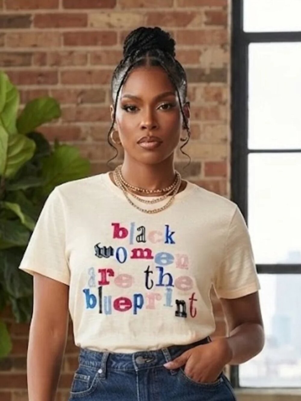 Legendary Rootz Black Women Are The Blueprint Graphic Tee Women's Size L NWT